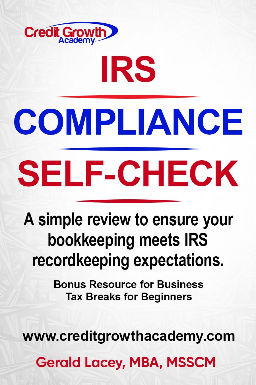 IRS Compliance Self-Check ebook cover for reviewing bookkeeping and IRS recordkeeping requirements for small businesses