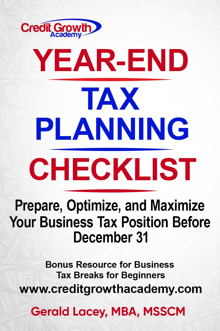 Year-End Tax Planning Checklist ebook cover for small business owners preparing and optimizing taxes before December 31