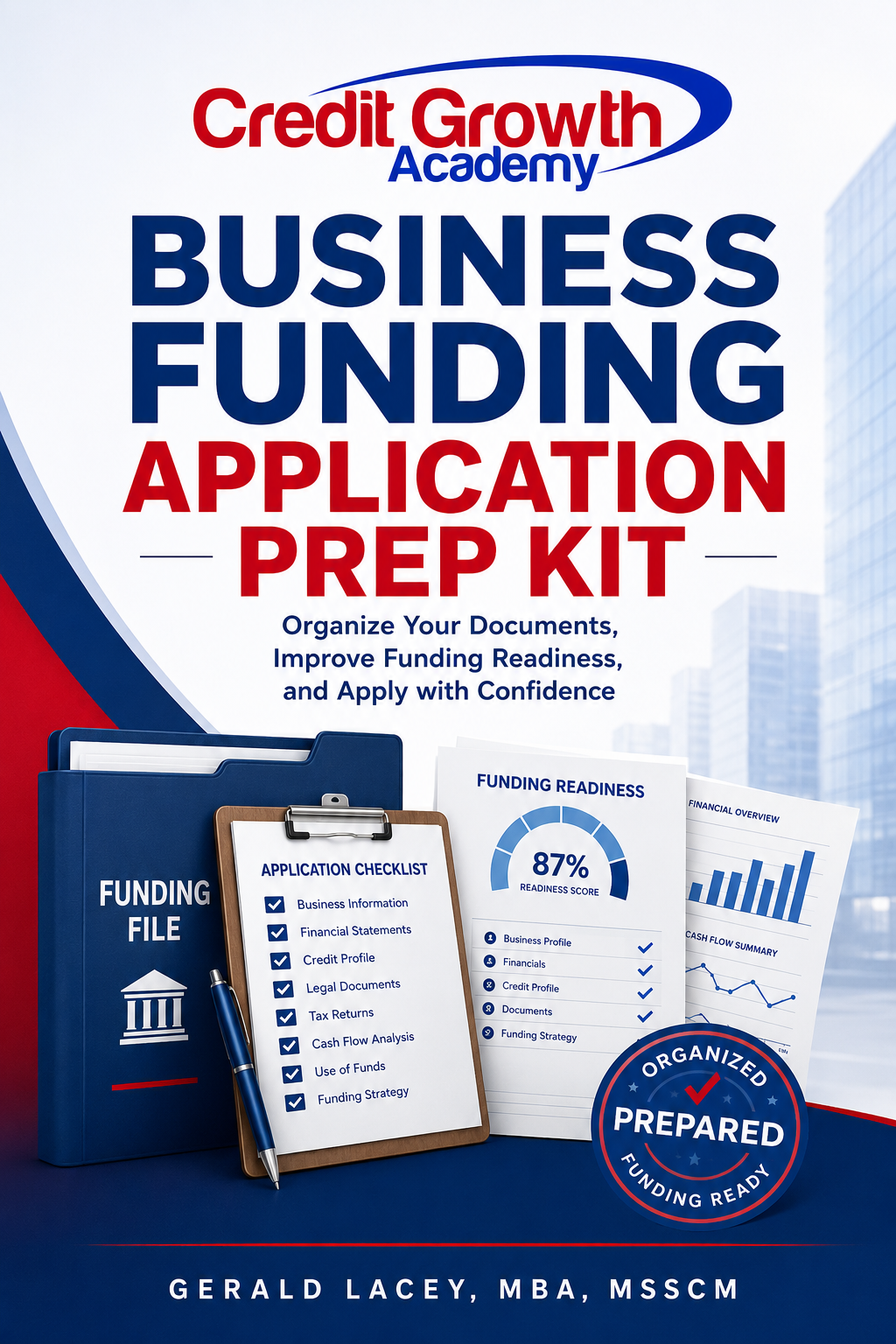 Business Funding Application Prep Kit digital download with workbook, funding checklist, readiness tracker, and financial planning pages.